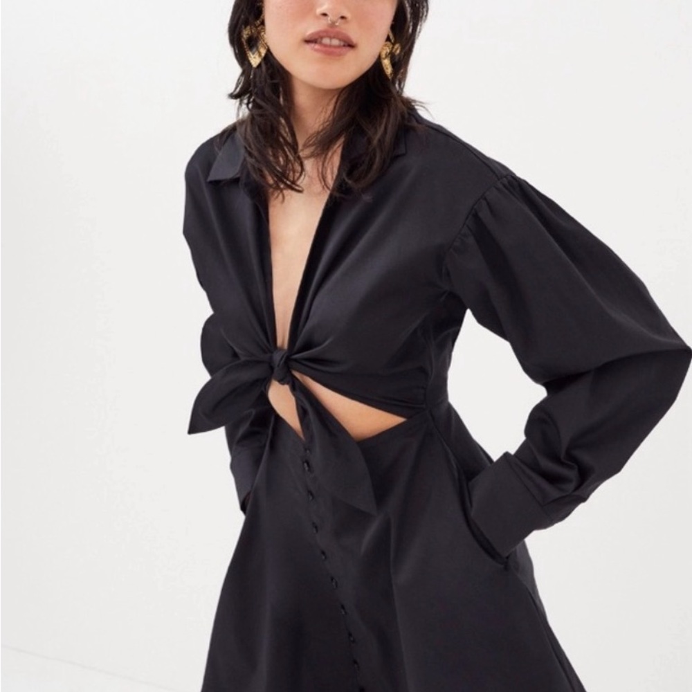 Free People Black Tie-Front Dress